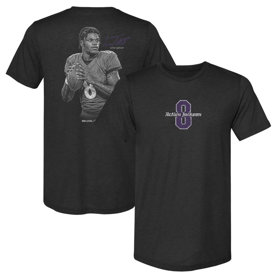 Lamar Jackson Baltimore Mono Grunge F&B WHT