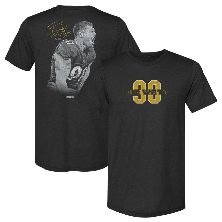 T.J. Watt Pittsburgh Mono Grunge F&B WHT