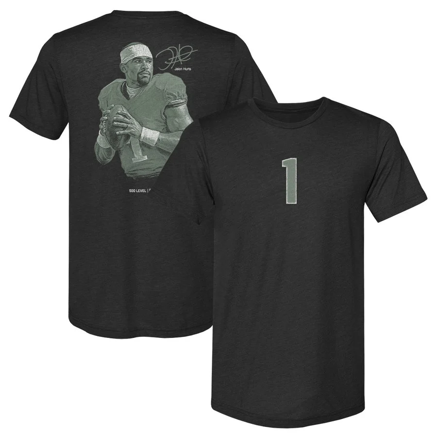 Jalen Hurts Philadelphia Mono Grunge F&B WHT