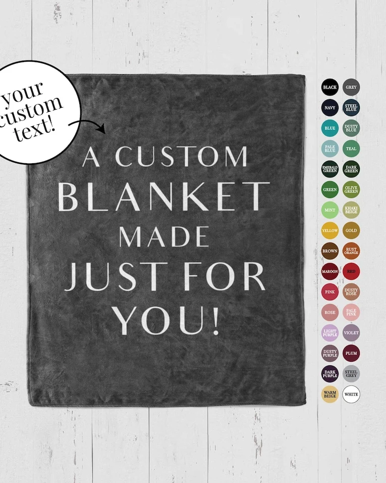 Custom text Blanket, personalized blanket for adults, custom fleece throw, customize blanket gift, home decor, birthday gift for mom