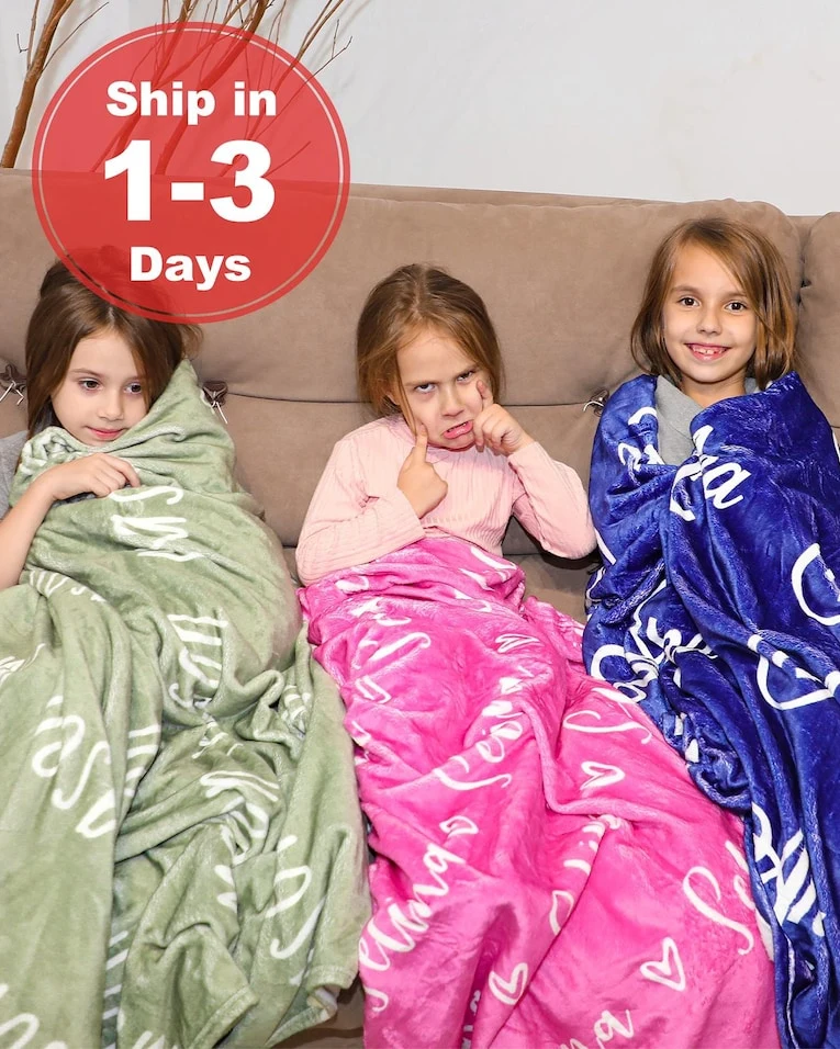 Personalized Blankets for Kids | Name Blanket | Custom Flannel Blanket for Newborn | Baby Shower Gift | Personalized Gift | Christmas Gifts