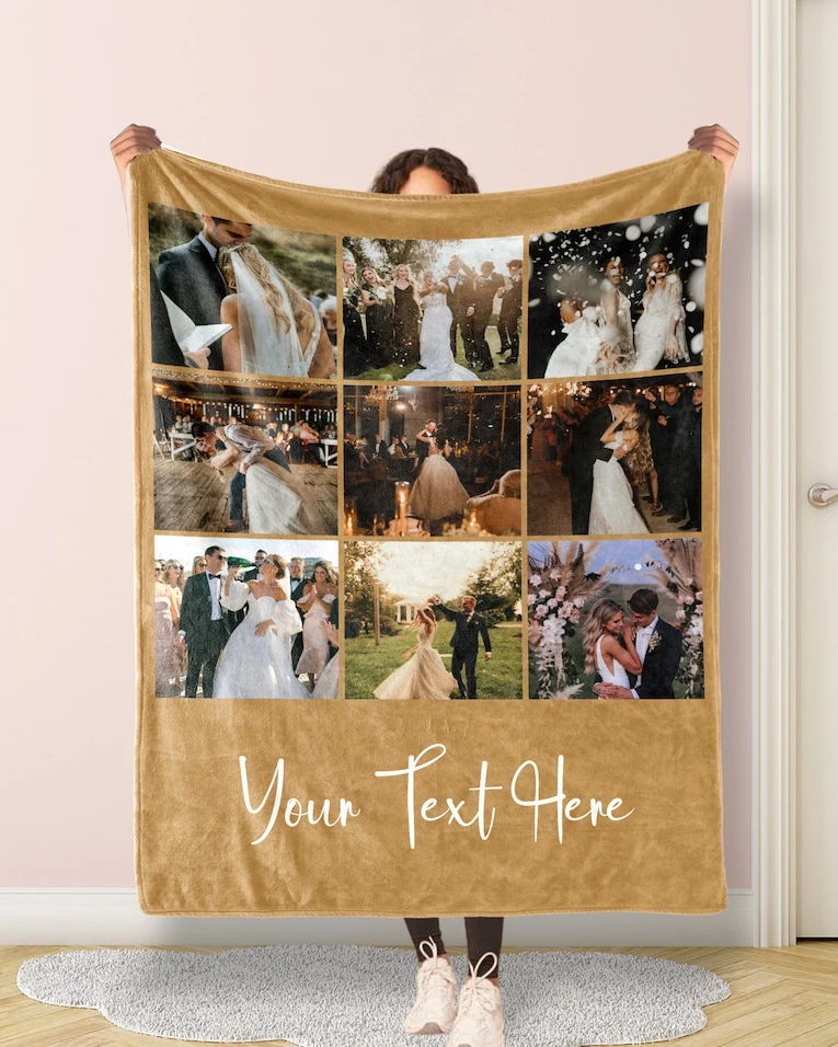 Personalized Photo Blanket Collage, Picture Blanket With Text, Family Blanket, Memorial Blanket, Best Friend Gift, Anniversary Gift