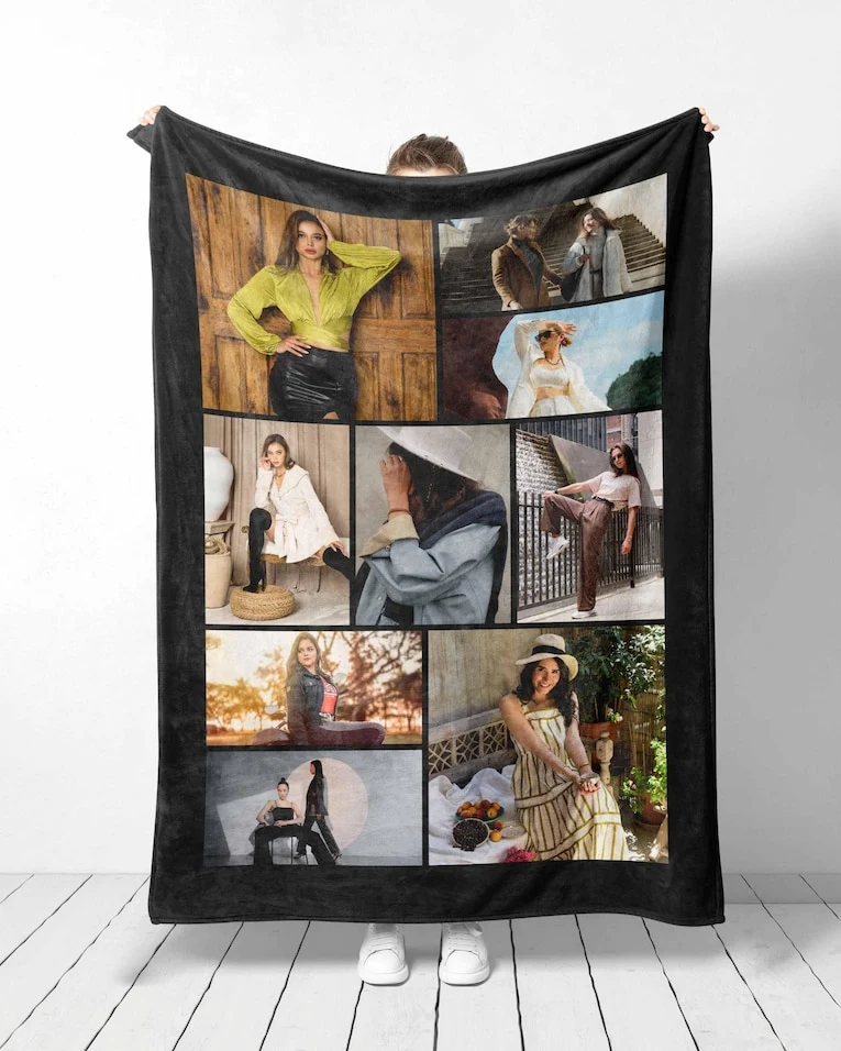 Custom Photo Collage Blanket, Minky or Sherpa Throw,Housewarming Gift