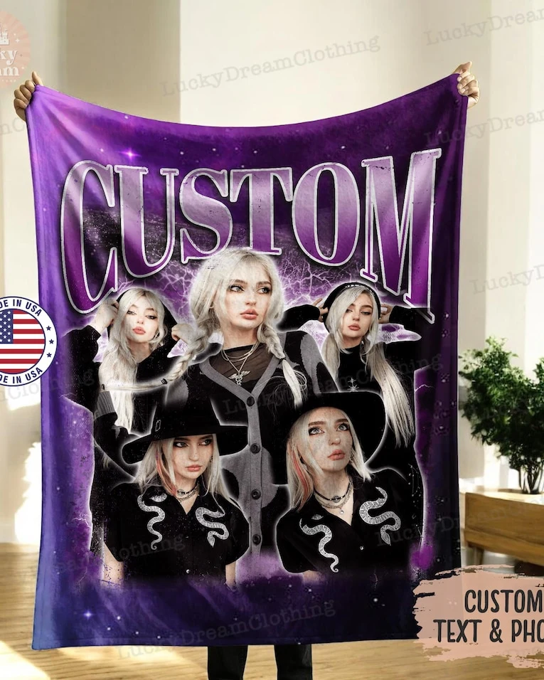 Custom Bootleg Rap Blanket, Custom Your Girlfriend Boyfriend Vintage Graphic 90s Blanket, Photo Blanket, CUSTOM Your Own Bootleg Idea Here