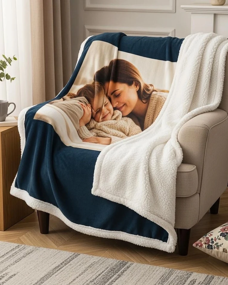Personalised Christmas Blanket, Custom Photo Sherpa Blanket: Personalized Gift. Get 20% off, when you order 2!