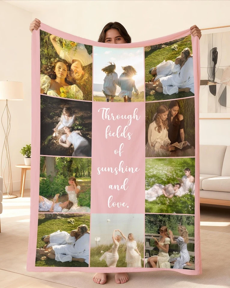 Custom Best Friend Photo Blanket Collage, Personalized Blanket, Love Blanket, Picture Blanket With Text, Memorial Blanket, Best Friend Gift