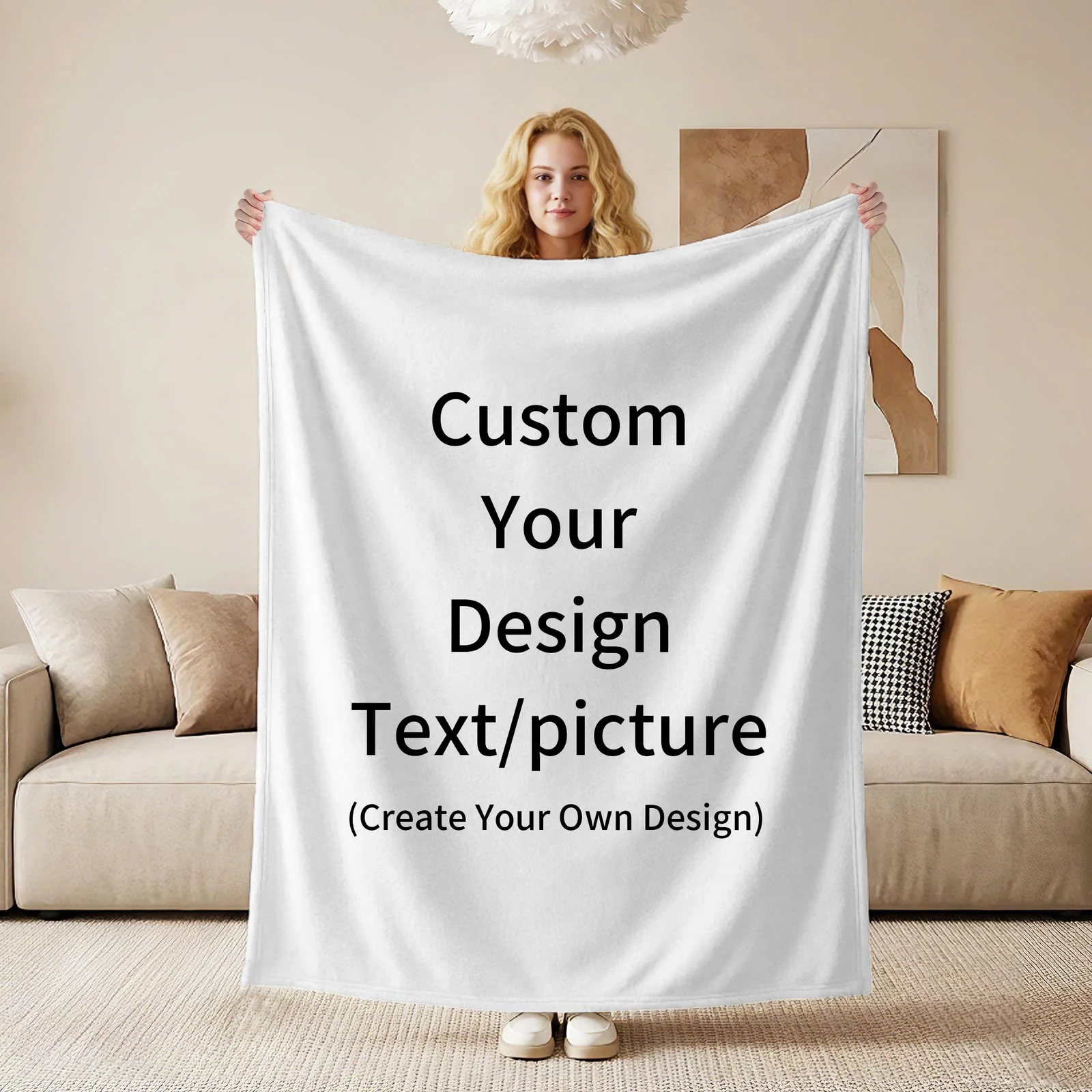 Personalized Photo Blanket, Custom Picture Fleece Throw, Name Logo Blanket, Family Pet Memorial Gift, Custom Blanket for Mom or Dad
