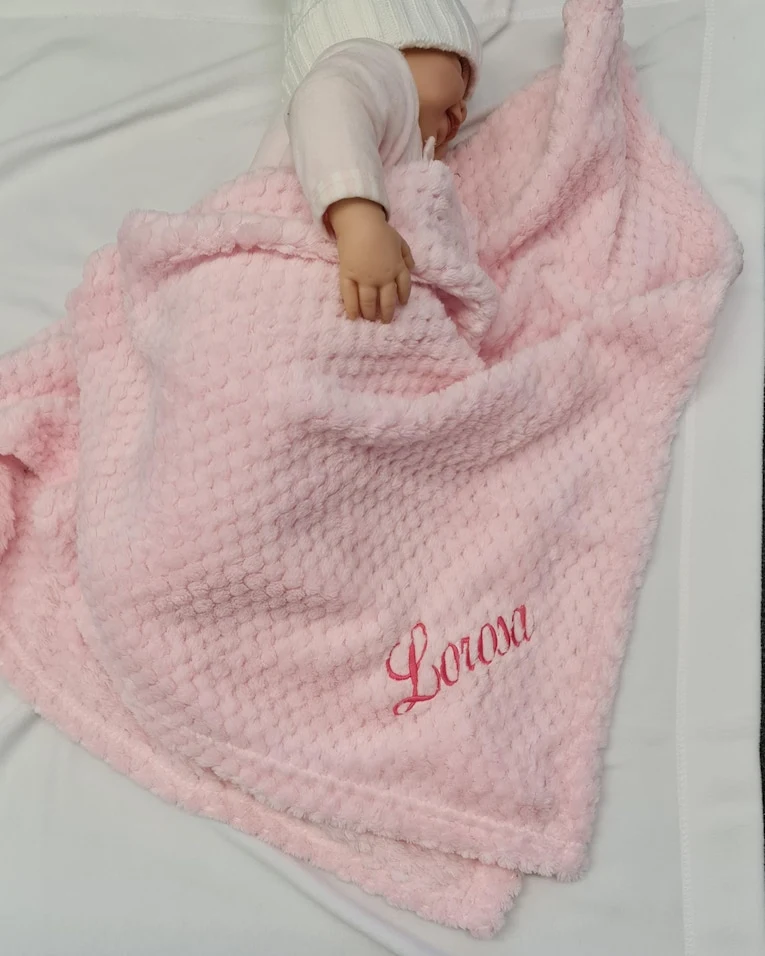 Personalised embroidered baby waffle blankets 90cm 5 colors super soft