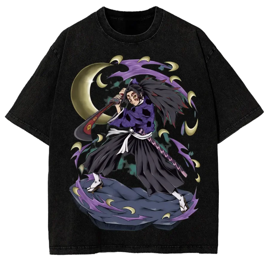 Acid Wash Vintage Demon Slayer Kokushibo Upper Moon One Anime Washed T-Shirt