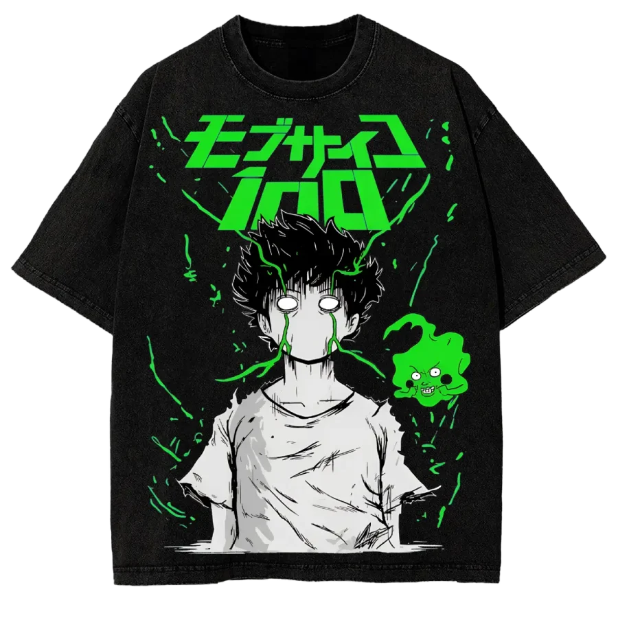 Acid Wash Anime T-Shirt Buggy One Piece Anime Washed Shirt