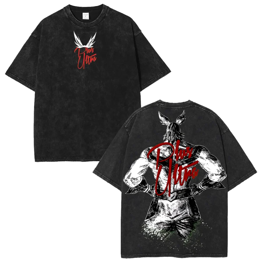 Acid Wash Anime T-Shirt All Might My Hero Academia Anime Washed Shirt