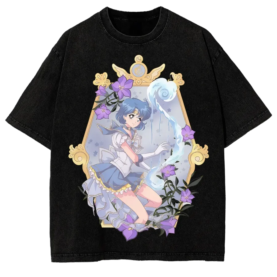 Acid Wash Anime T-Shirt Ami Mizuno Sailor Mercury Sailor Moon Washed Shirt