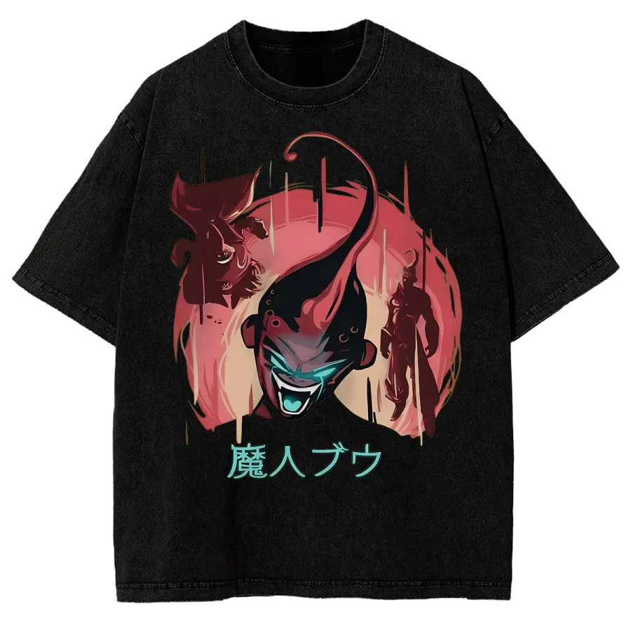 Acid Wash Anime Shirt Majin Buu Dragon Ball Z Washed T-Shirt