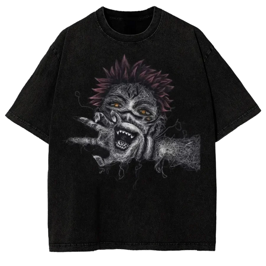 Acid Wash Anime Jujutsu Kaisen Anime Ryomen Sukuna Washed Graphic T-Shirt