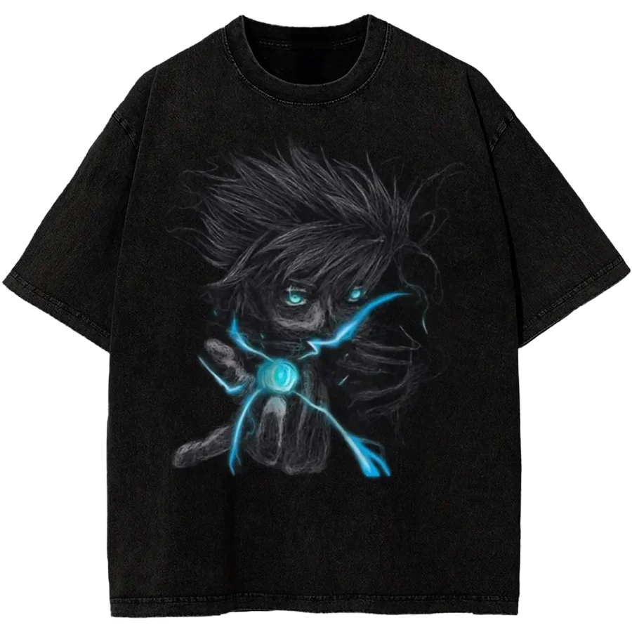 Acid Wash Anime Jujutsu Kaisen Satoru Gojo Washed Vintage T-Shirt