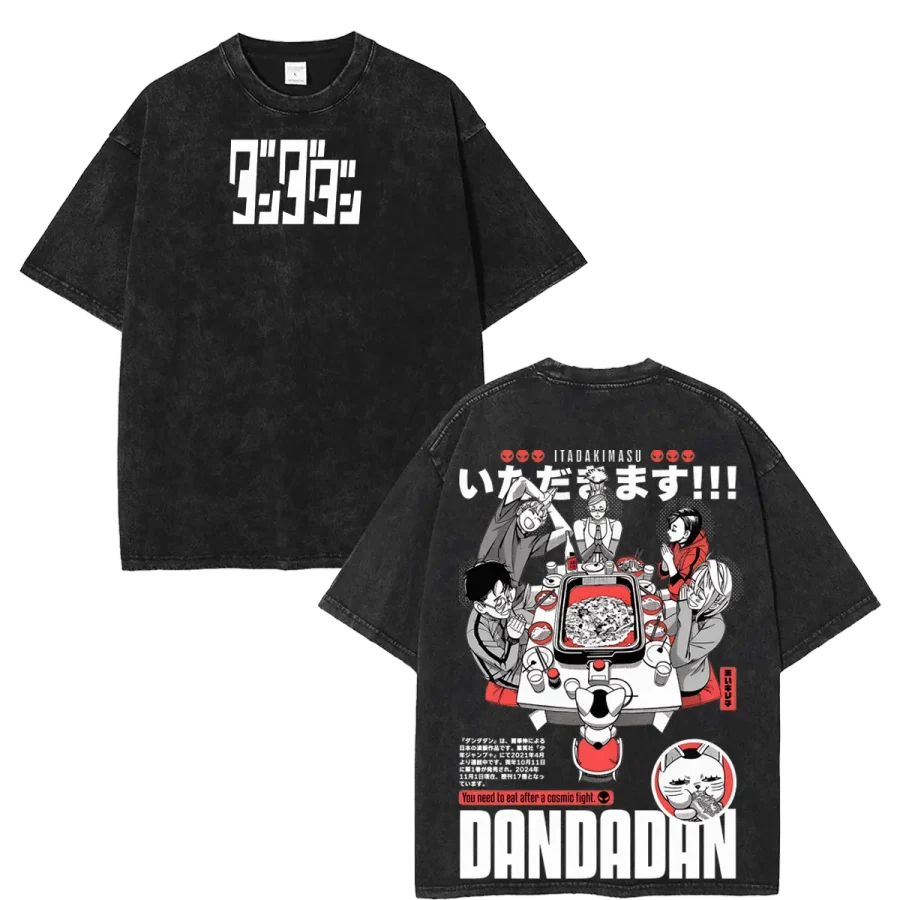 Acid Wash Anime Graphic Tee Dandadan Vintage T-Shirt