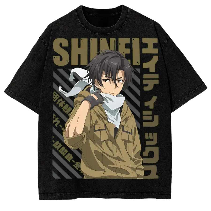 86 Eighty Six Shin Nouzen Anime Heavyweight Oversized Washed T Shirt Vintage Japanese Streetwear Tee