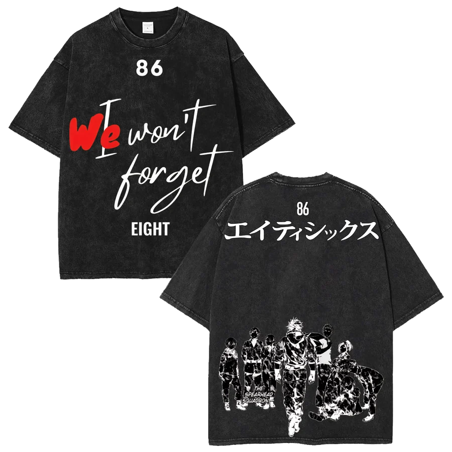 86 Eighty-Six Anime Washed T Shirt Shin Nouzen Lena Manga Vintage Streetwear Tee